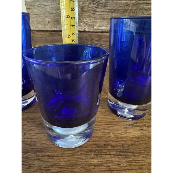 Highball Glass Stockholm Cobalt BlueBlock Vintage Barware Blue GlassSet Of 5